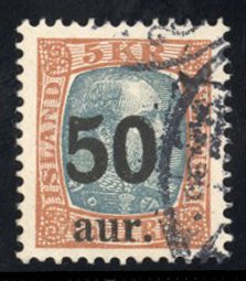 Iceland #138 Cat$52.50, 1925 50a on 5k orange brown and slate blue, used