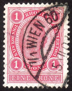 1908, Austria 1Kr, Used, Sc 83