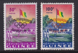 Guinea  #201-202  MNH  1960  flag raising overprint Olympic games Rome