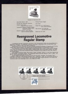 SP754 Reengraved Locomotive, Souvenir Page FDC (#2226)