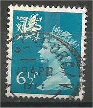 GREAT BRITAIN, WALES, Machins, 1974, used 61/2p Prussian blue, Scott WMMH7