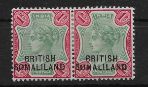 SOMALILAND SG21/21b 1903(NOV) 1r GREEN & ANILINE CARMINE SUMALILAND VAR MTD MINT