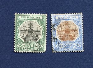 26 - BERMUDA - Scott 32, 37  - FVF used  - Ship in Dry Dock - 1906