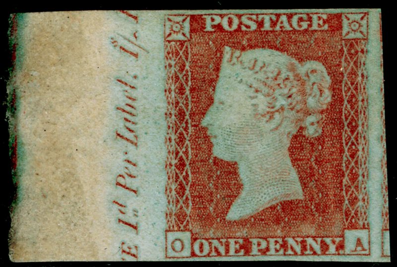 SG9, 1d pale red-brown PLATE 113, NH MINT. Cat £675+. MARGINAL INSCRIPTION. OA 