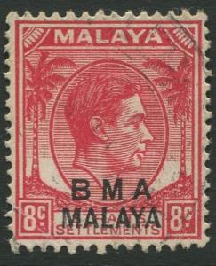 Straits Settlements - Scott 261 - KGVI Overprint - 1945 - FU - 8c Stamp