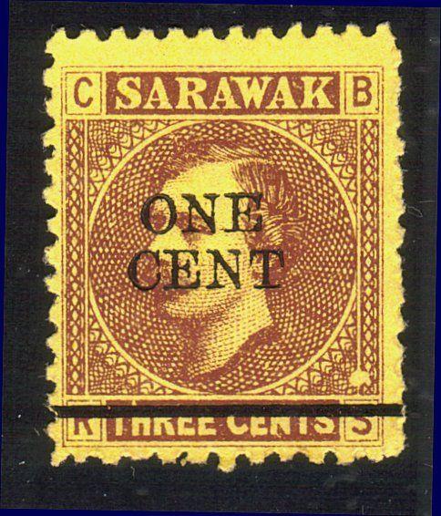 SARAWAK 1892 ONE CENT on 3c mint - Variety.................................12931