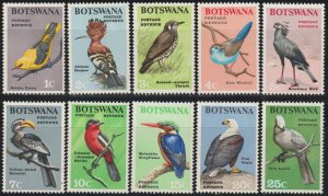 EDSROOM-17478 Botswana 19-28 LH Short Set to 25c Birds CV$29.35