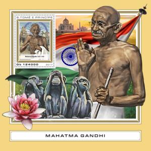 Sao Tome & Principe 2017 MNH Mahatma Gandhi 1v S/S Famous People Stamps