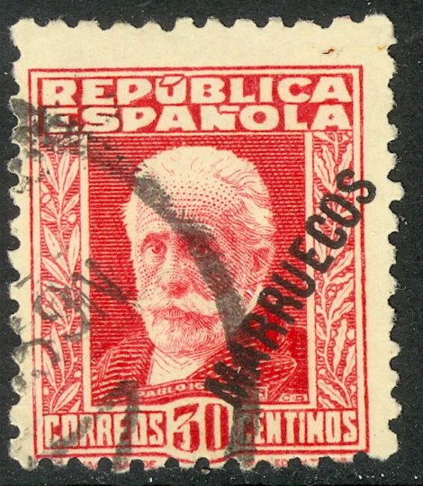 SPANISH MOROCCO 1933-34 30c Pablo Iglesias Issue Sc 137 VFU