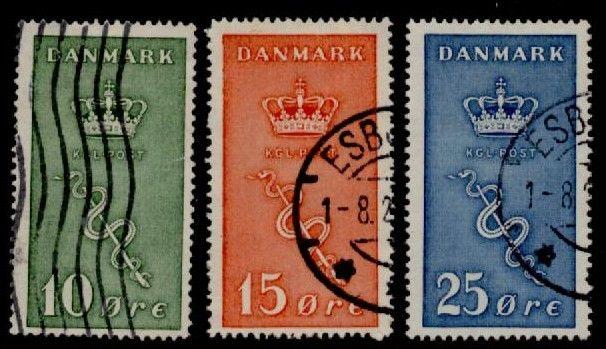 Denmark B3-5 Used - Crown & Staff of Aesculapius