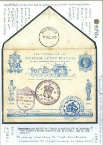 GB UPP JUBILEE Card EARLY CLIMAX DATER Cambs Village Demonstration 1890 970a