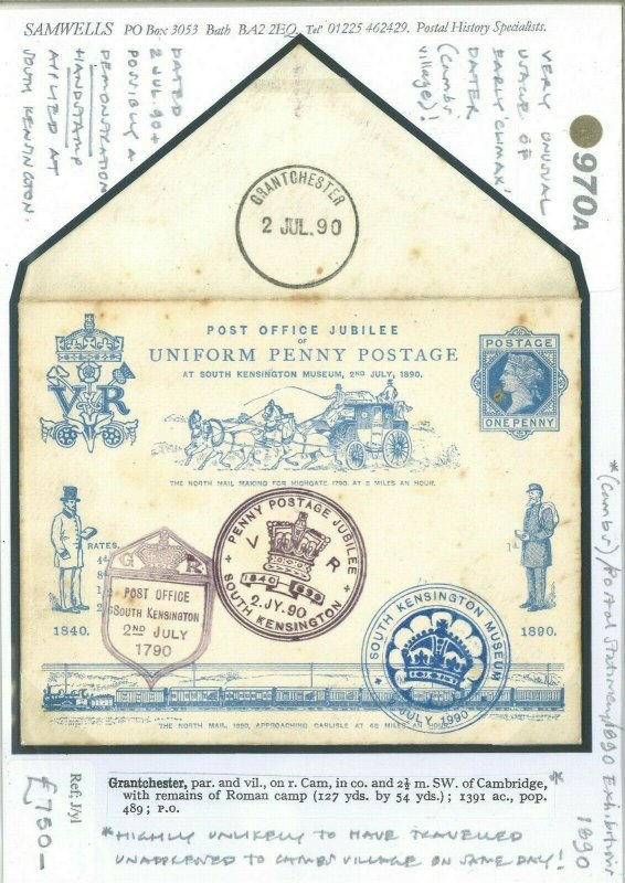 GB UPP JUBILEE Card EARLY CLIMAX DATER Cambs Village Demonstration 1890 970a