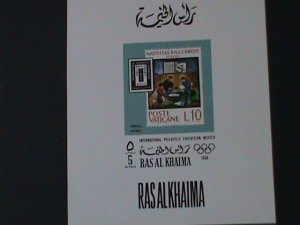 ​RAS ALKHAIMA-INTEL.STAMPS SHOW-MEXICO'68- CHRISTMAS PAINTING MNH S/S-VF