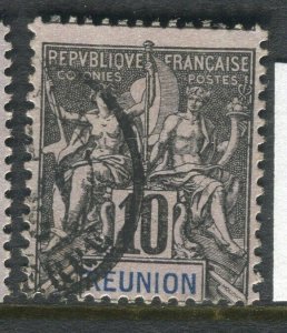 FRENCH COLONIES; REUNION 1890s classic Tablet type issue used 10c. value