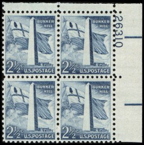 US #1034 BUNKER HILL MNH UR PLATE BLOCK #26310