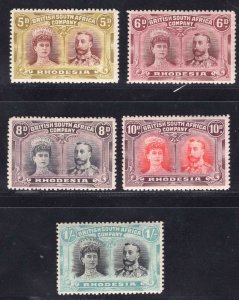 MOMEN: RHODESIA SG #144/151 1910-13 MINT OG H £400 LOT #66497