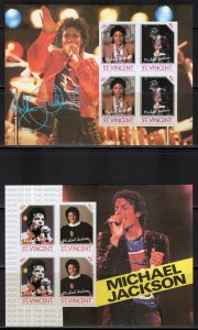 St.Vincent 1985 Sc#898/901 MICHAEL JACKSON 4 S/S IMPERFORATED ORIGINAL ISSUE MNH