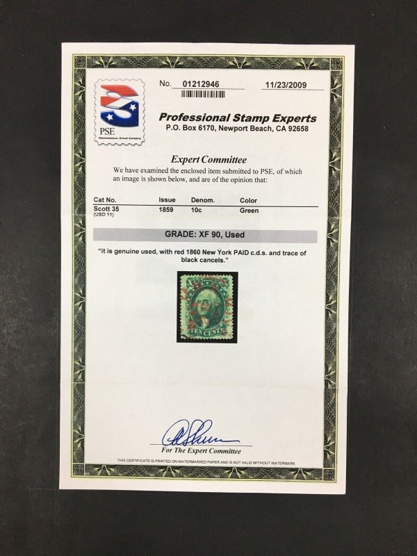 momen: US Stamps #35 Used PSE Graded XF-90 LOT #87665
