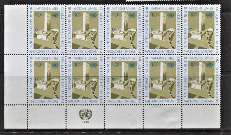STAMP STATION PERTH United Nations # Block of 10 MNH 1974