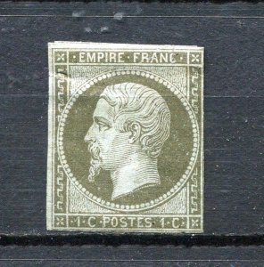 France 1853 Napoleon Imperf  MNG Thin patches Sc 12 olive green  9322