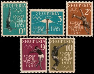 ✔️ ALBANIA 1962 - OLYMPIC GAMES TOKYO - Sc. 616/620 MNH ** [1KHAL1]