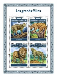 Togo - 2017 Big Cats on Stamps - 4 Stamp Sheet - TG17619a