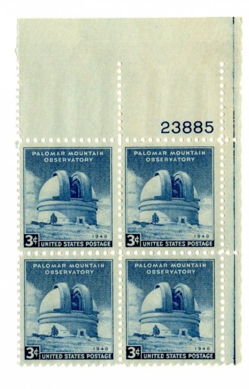 SCOTT  966  MT. PALOMAR OBSERVATORY  3¢  PLATE BLOCK  MINT NEVER HINGED