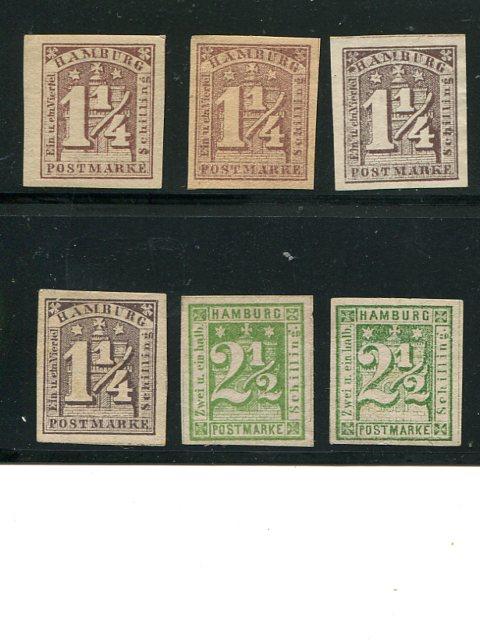 Hamburg #9 and #12 Mint NH/LH/Unused Proofs/Reprints