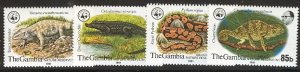 GAMBIA #432-5 Complete WWF Reptile set, og, NH, VF