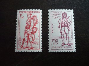 Stamps - St Pierre Miquelon - Scott# B8A-B8B - Mint Hinged Part Set of 2 Stamps