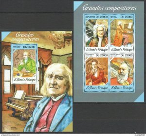 2013 S. Tome & Principe Art Music Great Composers Kb+Bl ** Stamps St1717