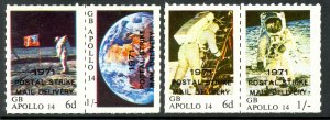 GREAT BRITAIN 1971 STRIKE POST SPACE  APOLLO 14 Label Set MNH