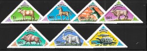 MONGOLIA Sc 954-60 NH ISSUE OF 1977 - PREHISTORIC ANIMALS - (LO25)