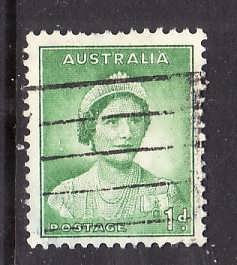 Australia-Sc#167-used 1p emerald Queen Elizabeth-1937-46-