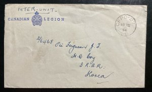 1954 Canadian Legion Field Post 27 Korean War OAS Cover To Korea