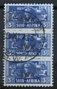 SOUTH WEST AFRICA 1943-4 WAR EFFORT BANTAMS 3d  SG127 FINE USED TRIPLE CAT £29