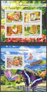 Mozambique 2016 Insects Butterflies II Sheet + S/S MNH