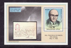 Maldive Is.-Sc#1823- id2-Unused NH sheet-Space-Rocket Mail-Fredrich Schmeidl-199