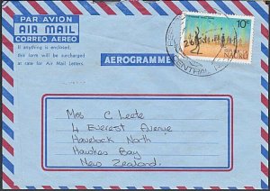 NAURU 1977 formular aerogramme with 10c added - commercially used to NZ.....L141