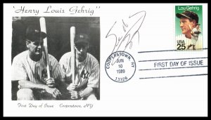 1989 Lou Gehrig The Iron Horse baseball Sc 2417 FDC signed Seth McClung (1G