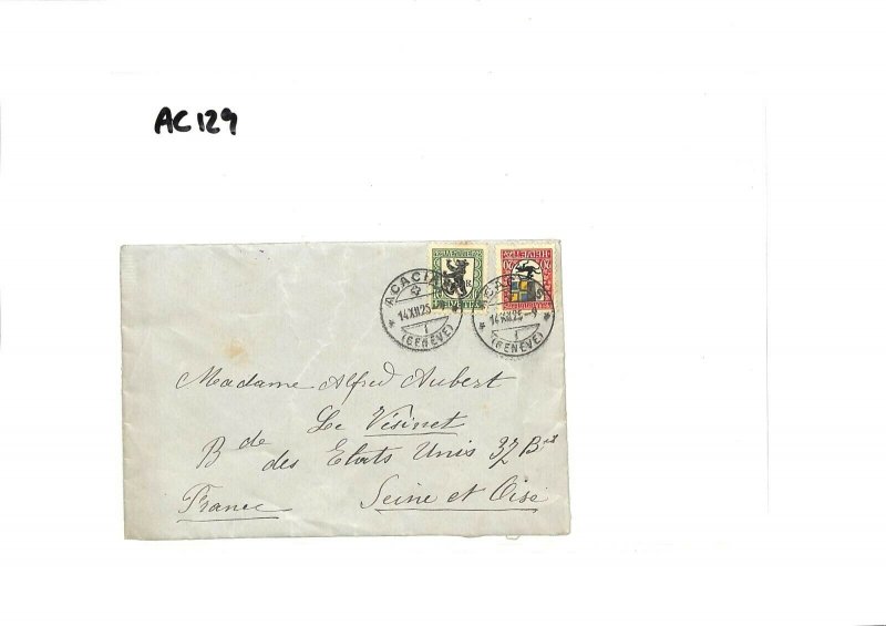 SWITZERLAND Cover *Acacias* Geneva FRANCE *Le Vésinet* 1925 {samwells}AC129