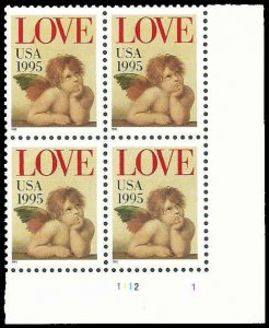 PCBstamps   US #2948 PB $1.28(4x(32c))LOVE, Cherub, MNH, (PB-4)