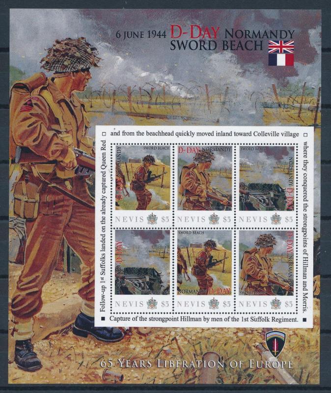 [81212] Nevis 2011 Second World war D-day Sword beach Sheet MNH