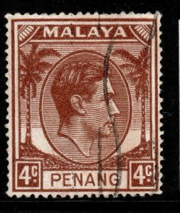 MALAYA PENANG SG6 1949 4c BROWN FINE USED