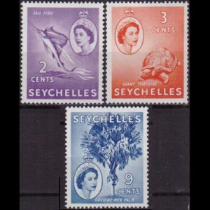 SEYCHELLES 1954 - Scott# 173-5 Marine Life 2-9c NH