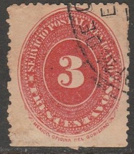 MEXICO 214, 3¢ LARGE NUMERAL WATERMARKED, USED. F-VF. (1196)