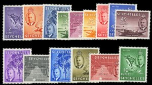 Seychelles #157-171 Cat$87.75, 1952 George VI, complete set, hinged