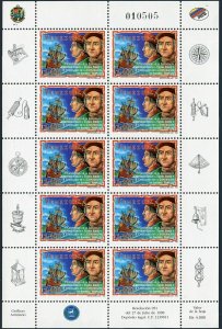 Venezuela 1595 sheet,MNH.Mi 3269. Christopher Columbus & Amerigo Vespucci,1998.