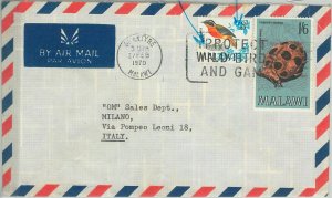 75763 - MALAWI - Postal History - AIRMAIL Cover to ITALY 1970 Birds WILDLIFE