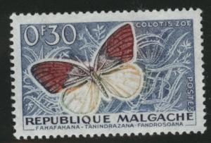 Madagascar Malagasy Scott 306 MH*  1960 Butterfly stamp